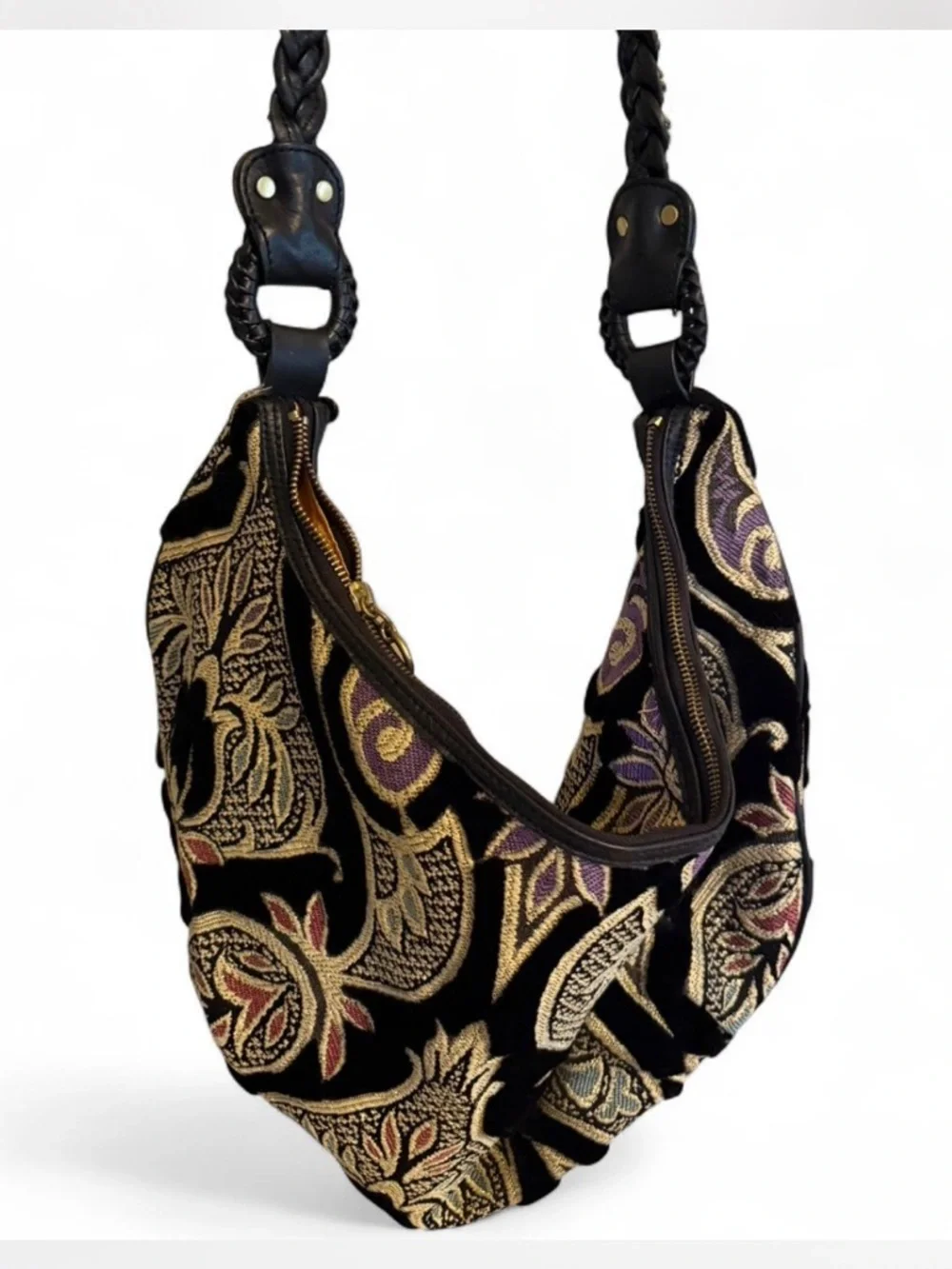 Vintage Maxximum Paisley Velvet Tapesty Handbag